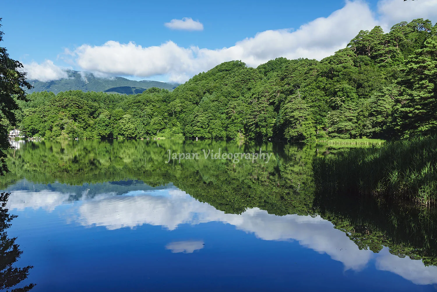 長野県小海町 松原湖と八ヶ岳連峰の風景