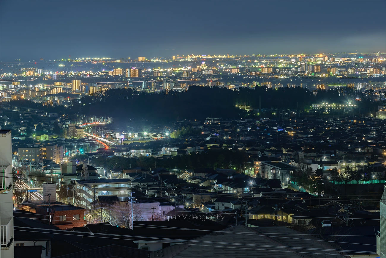 八木山動物公園駅の展望台 八木山てっぺんひろばから眺める夜景｜宮城