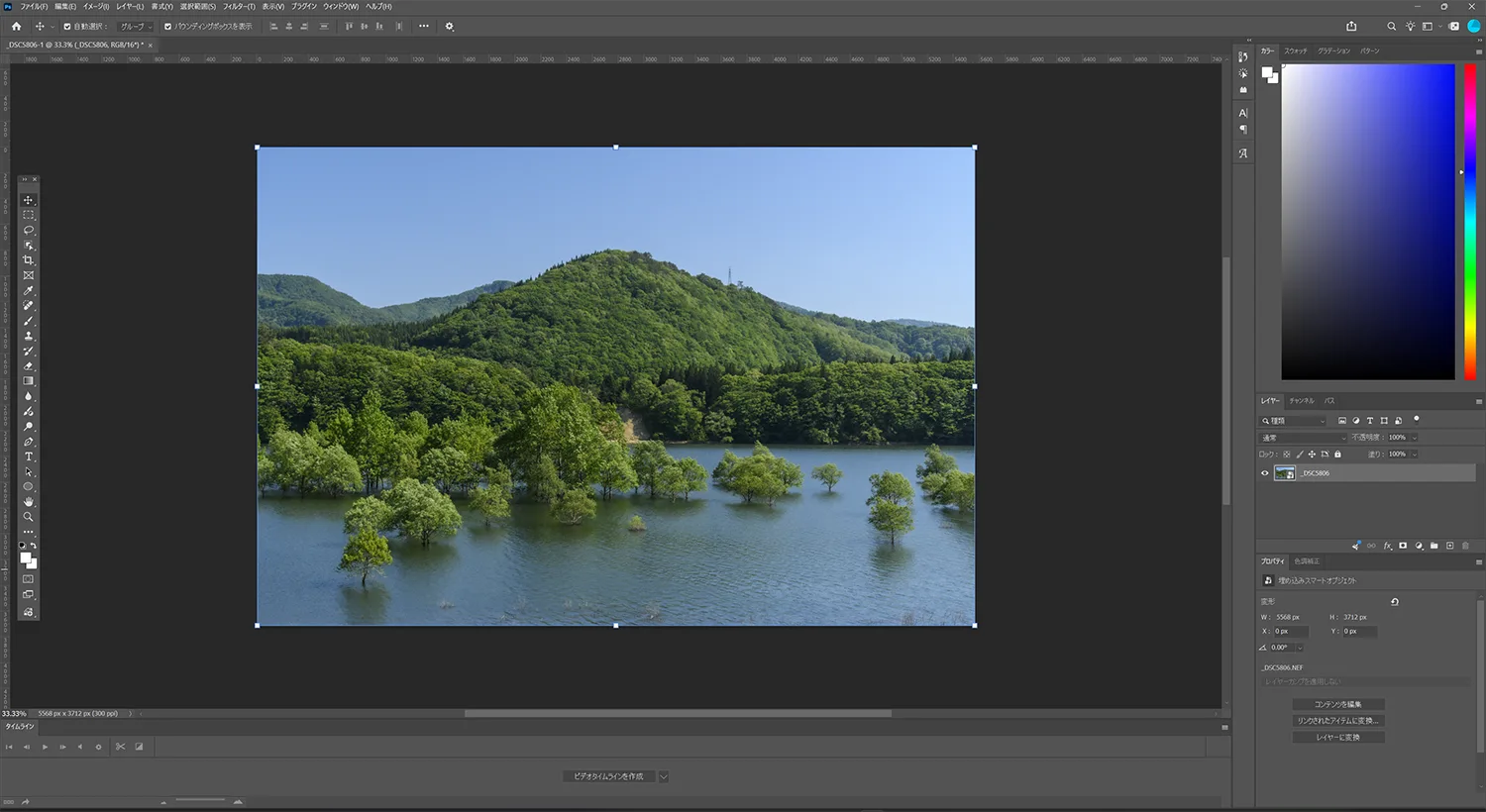 Camera RAWで現像したRAWデータをPhotoshopで開く