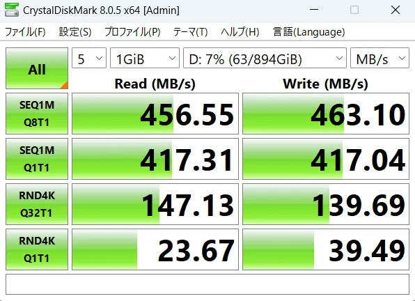 GROOVY(グルービー)のSATA-USB3.0変換アダプター転送速度を測定