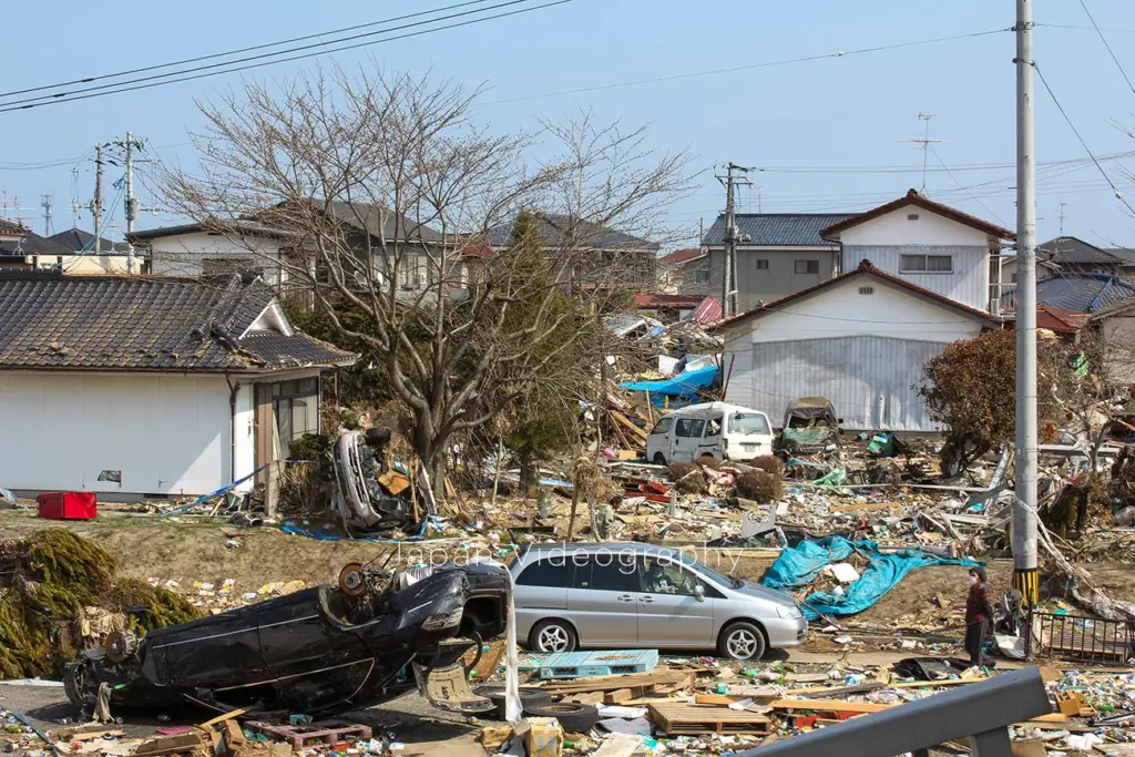 仙台市宮城野区蒲生地区の津波被害の様子