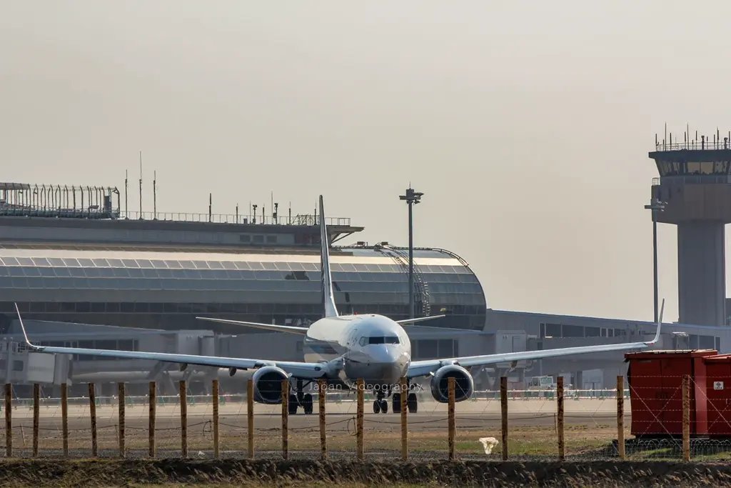 仙台空港から離陸する全日本空輸 ボーイング 737-800